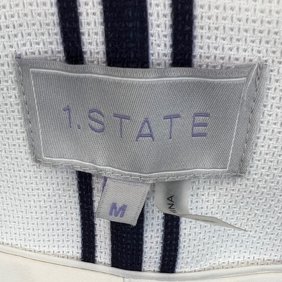 1 State | Blackwatch Plaid One-Button Blazer White Black Size Medium - Picture 6 of 7